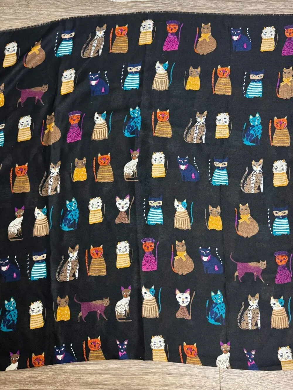 Large Scarf Wrap Colorful Cats 100% Rayon 36
